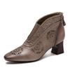 Fashion GKTINOO  2024 Summer New Sandals Genuine Leather Breathable Hollow-out Boots Retro Pointed High Heel Commuter Women's Shoes