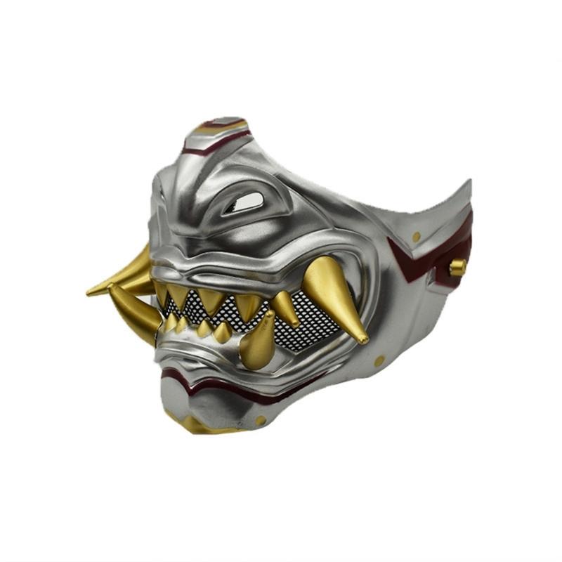 Half Face Mask Halloween Cosplay Mask Masquerade Mask Party Mask Japanese Mask Devil Samurais Mask for Carnivals