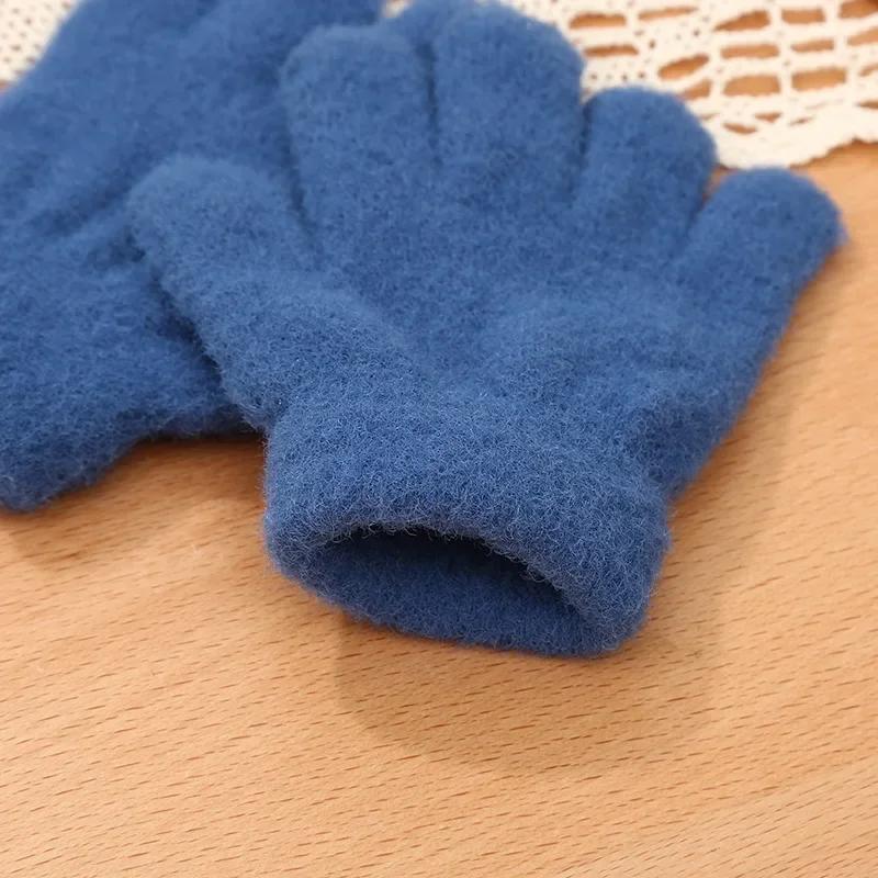 1 пара теплых пушистых перчаток для маленьких детей, спортивные, простые, однотонные, раздельные перчатки для малышей, осенне-зимние, теплые перчатки для улицы