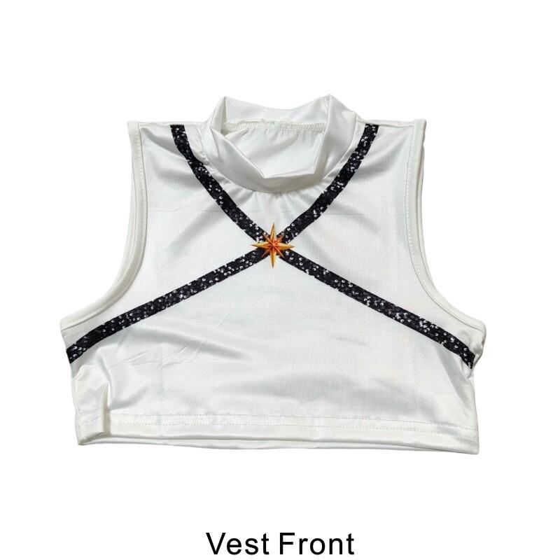 Руми Демон Черный Белый Косплей Костюм Хэллоуин Сцена Девушка K-Pop Группа Идол Жилет Пальто Шорты 3 предмета Униформа Наряд