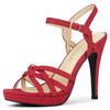 Allegra K Women's Platform Stiletto Heel Strap High Heel Sandals, Red, Size 26.5cm
