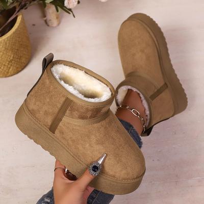 Мода 2025 Новые Зимние Теплые Сапоги Мех Женские Снежные Сапоги Натуральная Овечья Шерсть Низкие Теплые Удобные Туфли Женская Мода Короткие Туфли