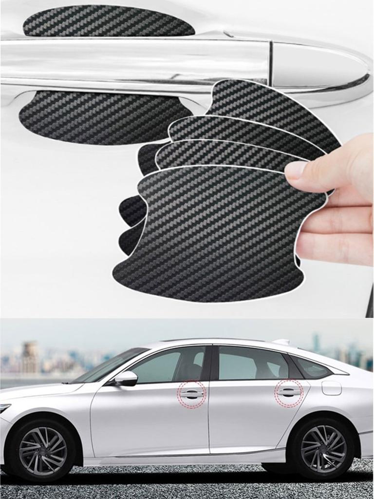 4 шт. Горячие наклейки на автомобиль Защита ручки двери из углеродного волокна Защита от царапин Автомобили Защита ручки автомобиля Автомобильные аксессуары