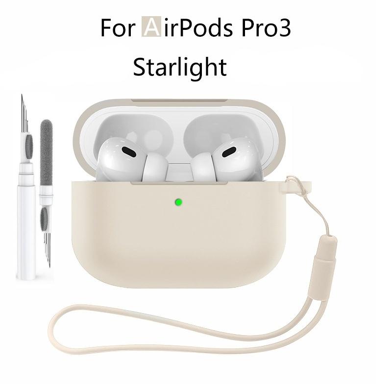 Новый 2025 Чехол для Apple Airpods Pro 3 Мягкий силиконовый Полная защитная крышка с чистящим набором и брелком для чехла Airpods Pro 3