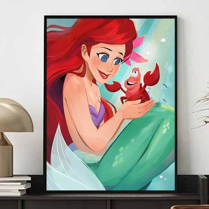 Disney Алмазная живопись 'Исцеляющие иллюстрации Ариэль и Себастьяна' 5D Алмазная вышивка Искусство Вышивка крестом Декор комнаты