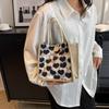 Button Flower Linen Bag Large Capacity Linen Handbag Shoulder Bag Love Heart Tote Bag  Shopping