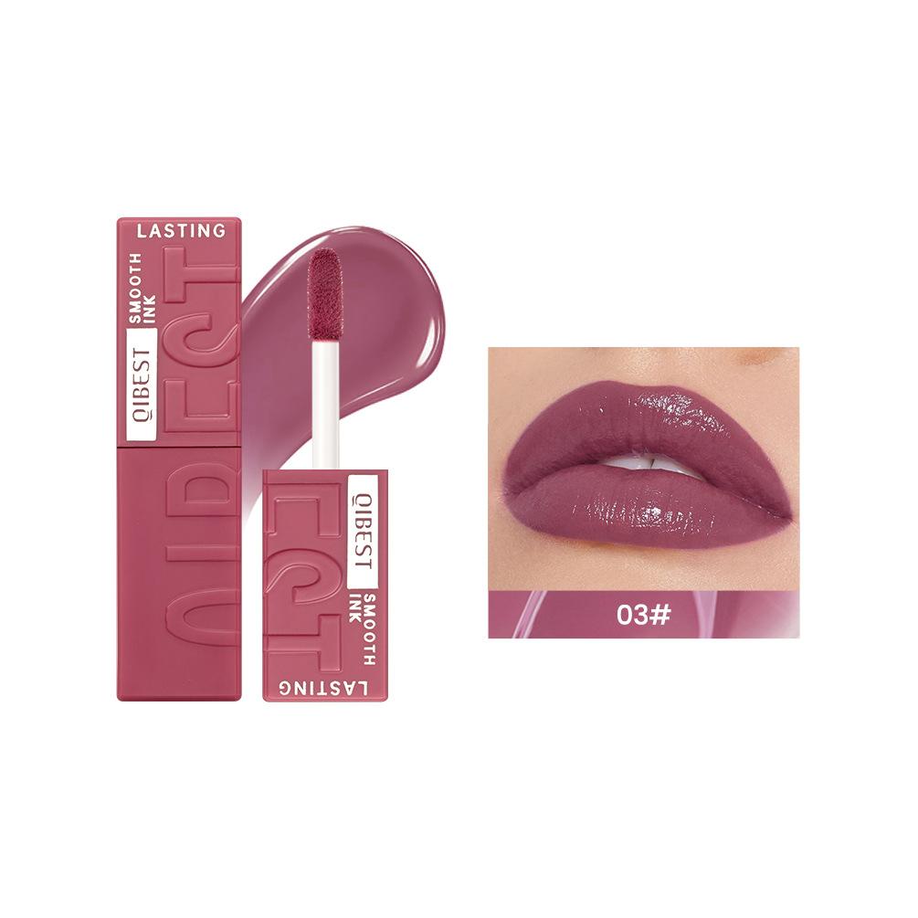 QIBEST Water Mirror Lip Glaze Non-stick Cup Lasting Moisturising Moisturising Lip Gloss Liquid Lipstick Beauty