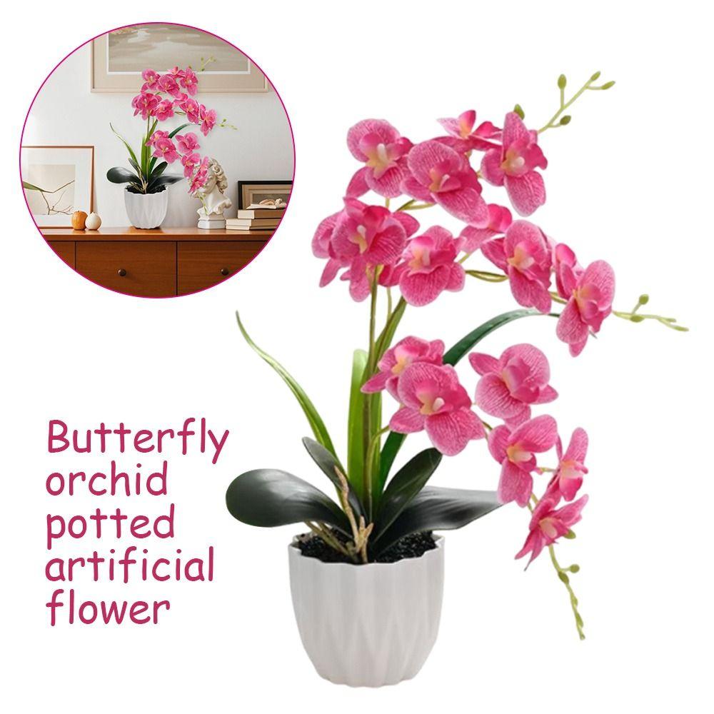 DIY Artificial Orchid Bonsai Multi-Bloom Artificial Faux Plants New Plastic Fake Flower Home Decor