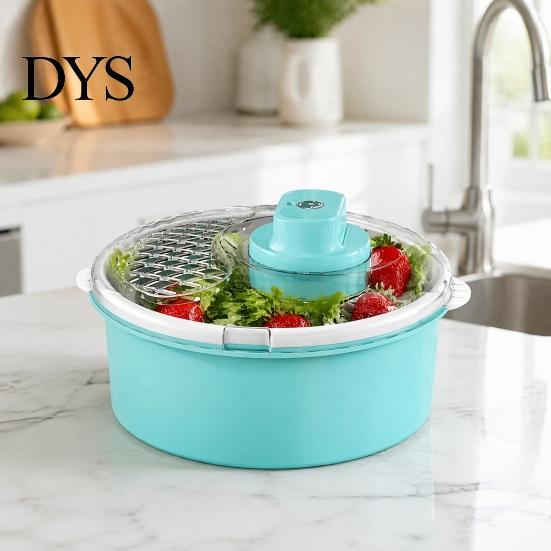 Home Kitchen Prep Accessory Multifunctional Salad Spinner, Electric/Manual Vegetable Washer, 360-Degree Rotation Drainer, Berry And Herb Cleaner