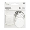 24 Round White Hang Tags with Silver Outline