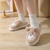 Cute Cartoon Teddy Bear Cotton Slippers 2024 Winter New Home Thick Bottom Anti Slip Wear-resistant Soft Plush Women's Slippers