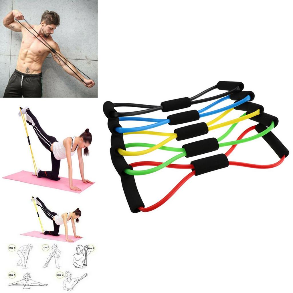 Lightweight And Easy To Store 8-shape Resistance Band With Comfortable Foam Grips