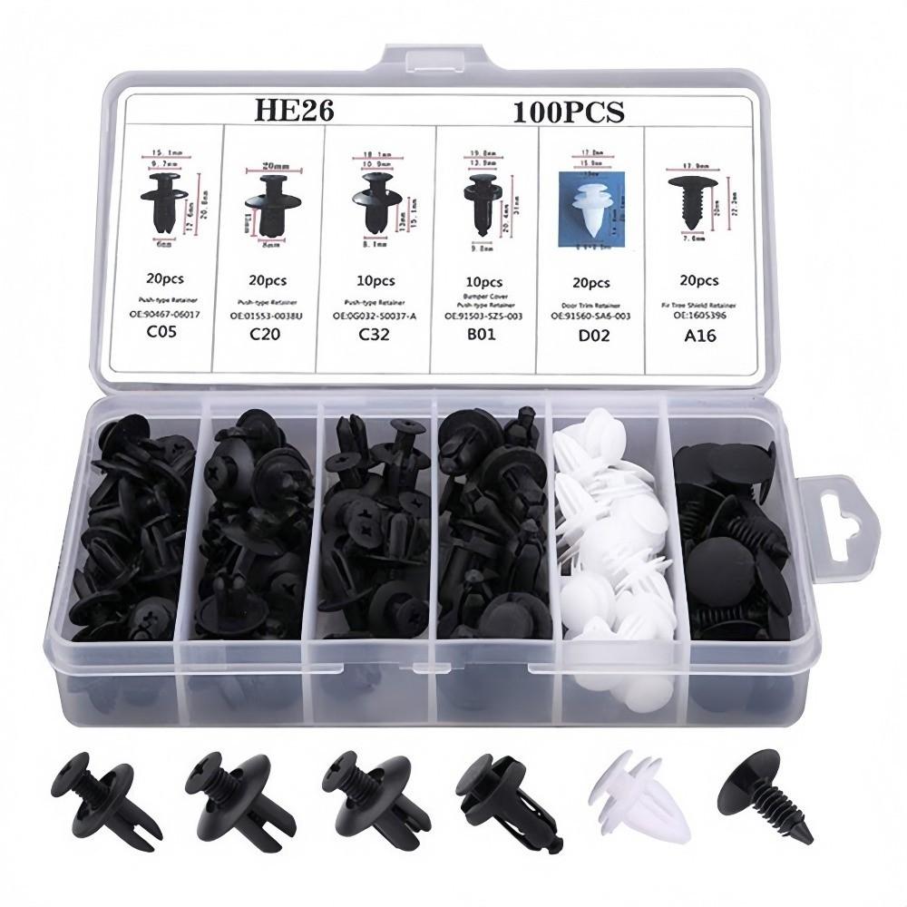 100pcs Push Retainer Pin Auto Fastener Clip Mixed Size Car Bumper Retaining Clips Car Body