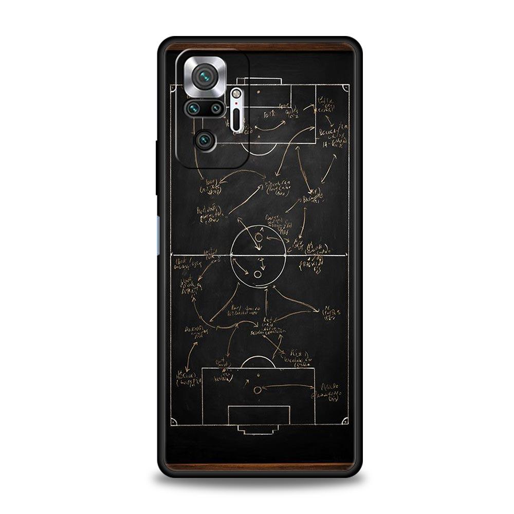 Чехол для телефона с тактической доской для футбола и баскетбола для Xiaomi Redmi Note 14 13 5G 10 11 12 Pro Plus 4G 14C 13C 12C 10C Черный
