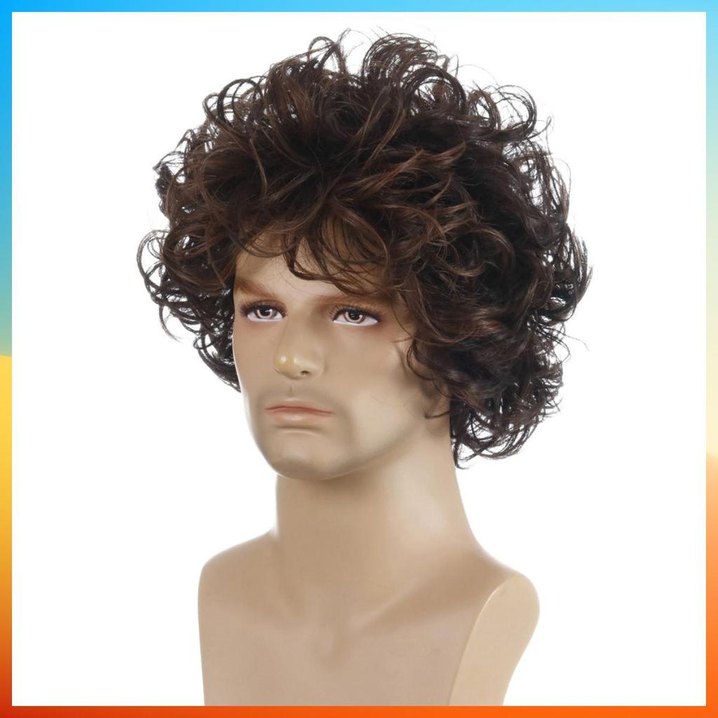 2025 Европейская мода короткий кудрявый парик для мужчин HW770