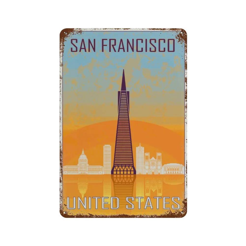 Путешествия Города Табличка Металлические Знаки Винтажный Плакат Япония Таиланд Италия Пейзаж Ретро Тарелка Искусство Живопись Домашний Бар Паб Клуб Декор