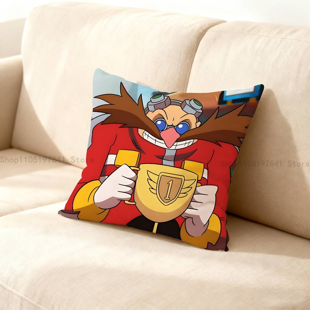 Without Hair Eggman Robotnik Anime Celebrity Merchandise All-Match Printed Pillow Case Sofa Car Office Room Decoration Protector