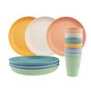 18 шт. Портативные дорожные пластиковые тарелки и миски, набор столовых приборов, вертикальные многоразовые наборы посуды для пикника, кемпинга, поездок, школы