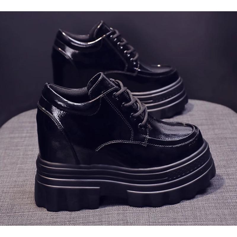 Модная обувь на танкетке в стиле Харадзюку для женщин, спортивные кроссовки для женщин, увеличивающие рост на 11 см, массивные кроссовки в стиле «папа», женские дышащие кожаные повседневные туфли на платформе