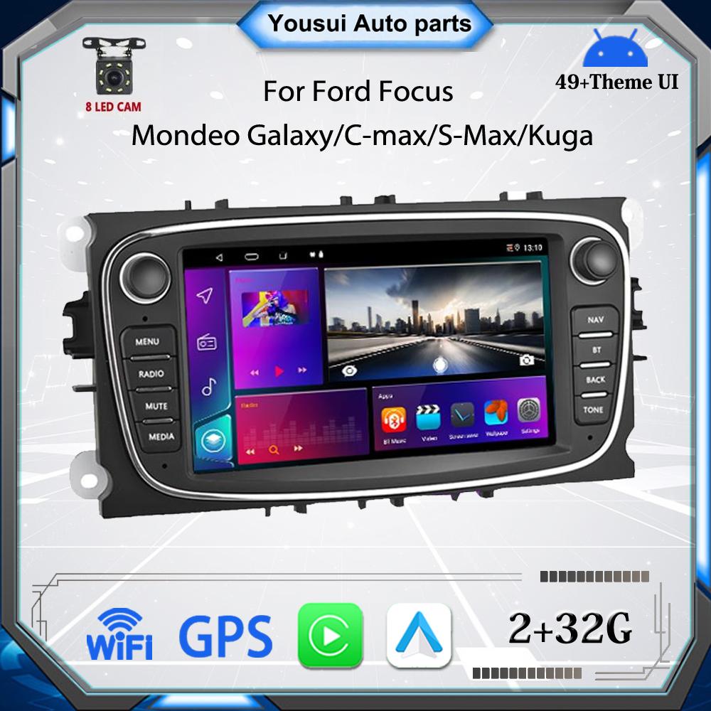 2 DIN Carplay Авто Радио Android Автомобильный мультимедийный видеоплеер для Ford Focus Mondeo C-MAX S-MAX Galaxy II Kuga 7 "HD-экран Зеркальная связь GPS 2 + 32 ГБ
