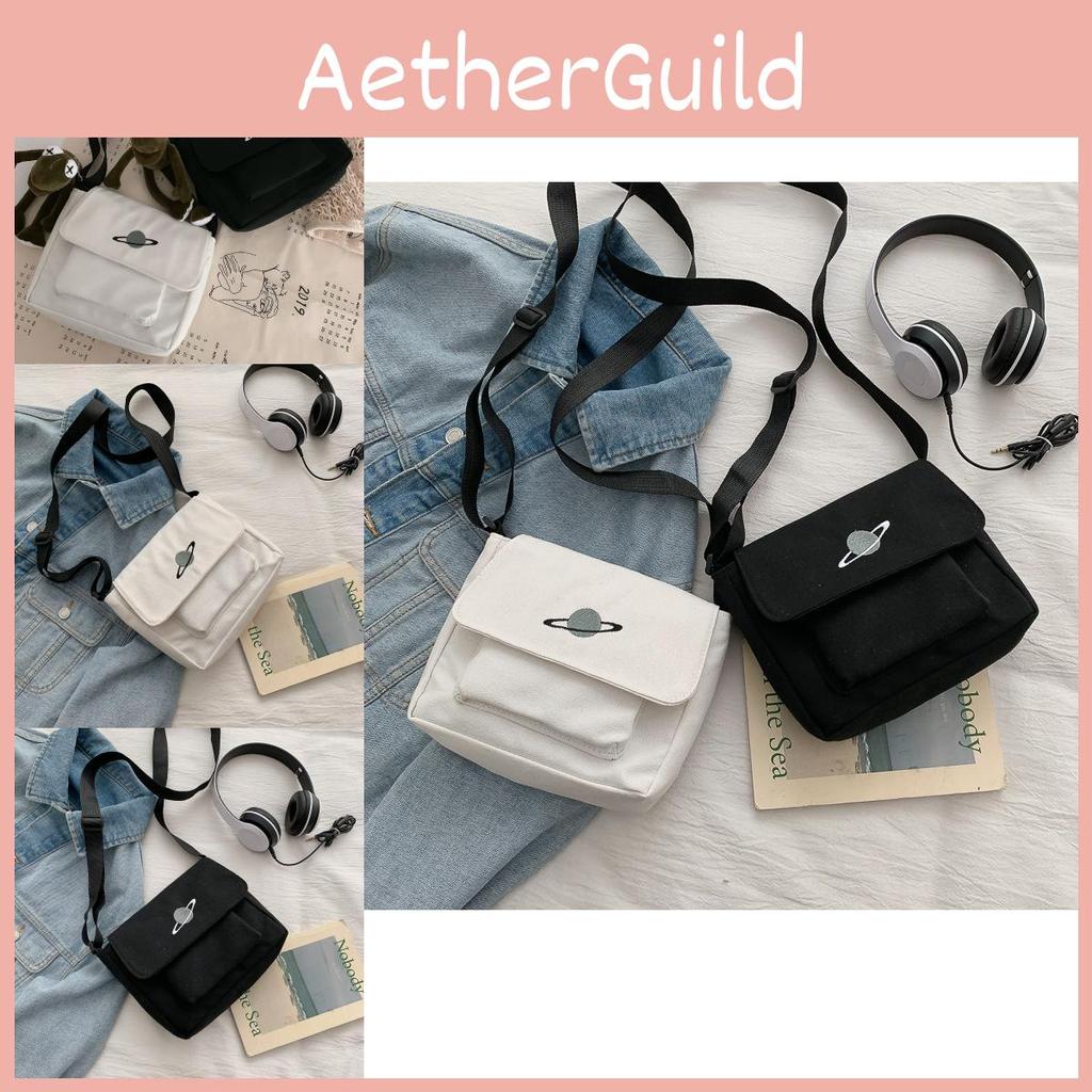 Стильная японская уличная холщовая сумка с уникальной вышивкой планеты для любителей городской моды