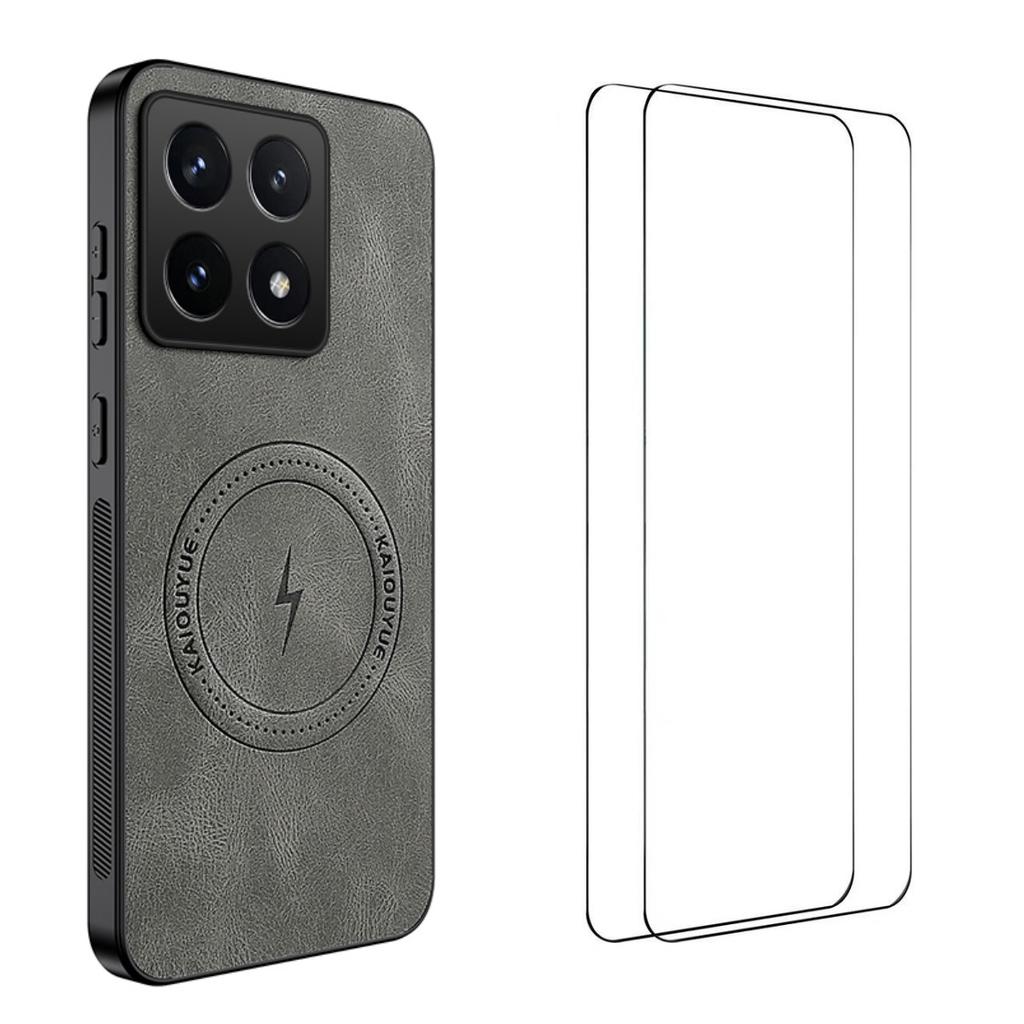 For Xiaomi 14T Magnetic Case WANLONFENG SD Series PC TPU Phone Cover with 2Pcs Screen Film