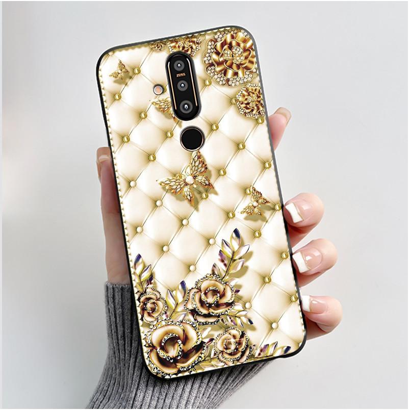 Чехол для телефона Nokia 8.1 Plus / Nokia X71, Чехол для телефона, Узор «Обширные луга с красивыми полевыми цветами», Мягкий черный чехол, Защита от царапин