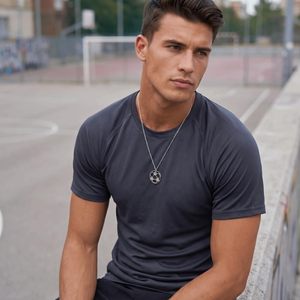 Stainless Steel Football Lover Choker Simple Sports Ball Jewelry Casual Wear