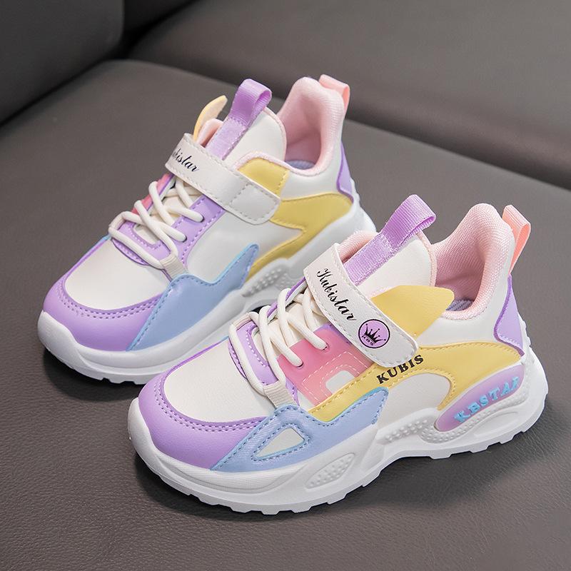 Спортивная обувь для девочек, кожаные осенние и зимние детские кроссовки, повседневная обувь для девочек на мягкой подошве