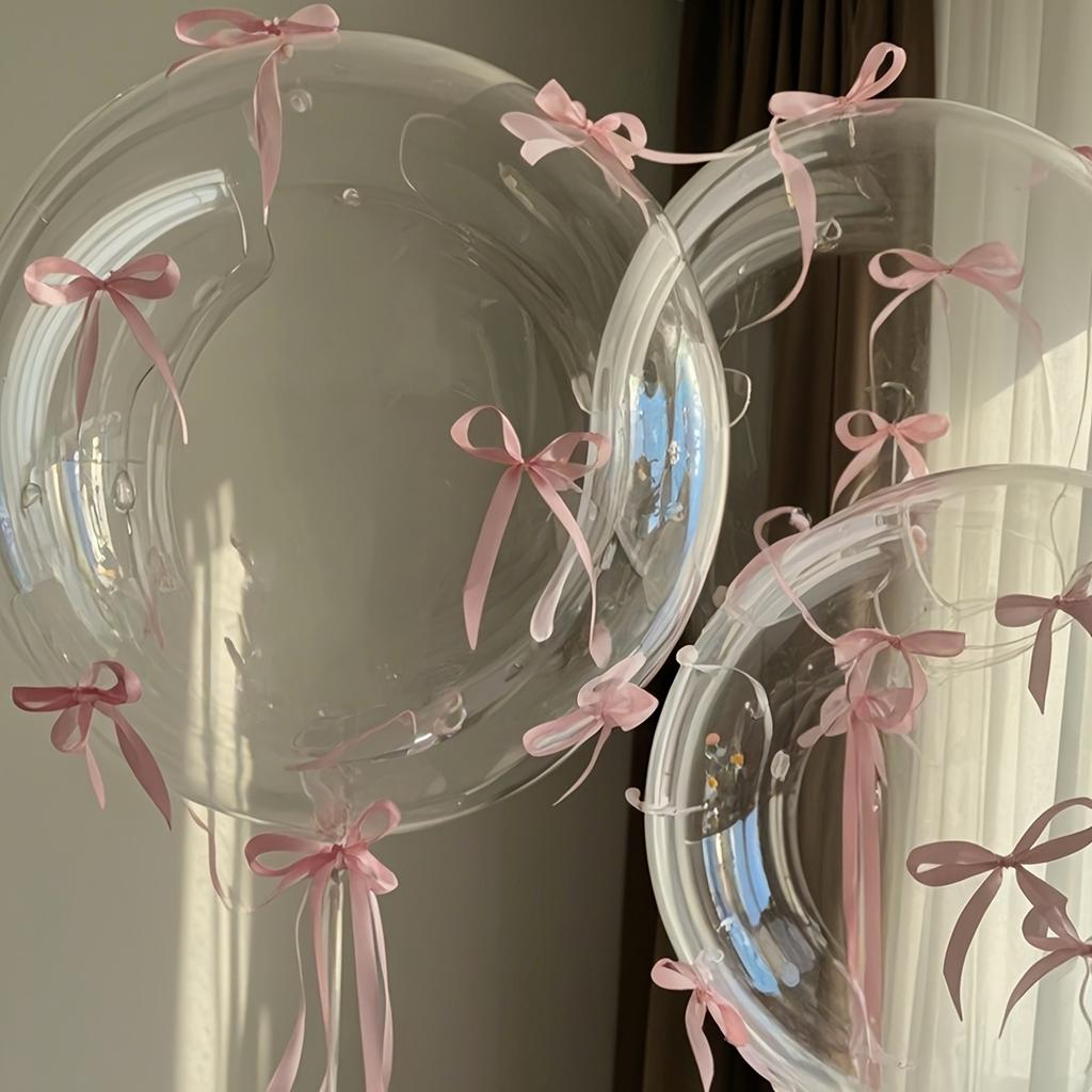 45-Piece Bow Balloon Set Includes 5 Transparent Bow Balloons + 40 Bow Accessories Black/Pink/Light Blue/White/Butterfly Pink/Red/Magenta Bows