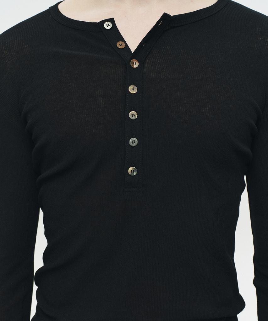 Прозрачная футболка-henley с рубчиком Hoite (черный)