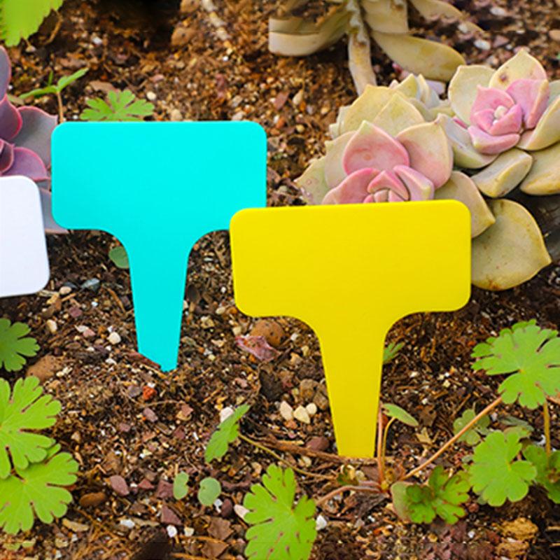 6x10 см белые желтые садовые растения T маркеры водонепроницаемые знаки колышки бирки пластиковые этикетки цветочные знаки горшки пластиковые письменные принадлежности для садоводства