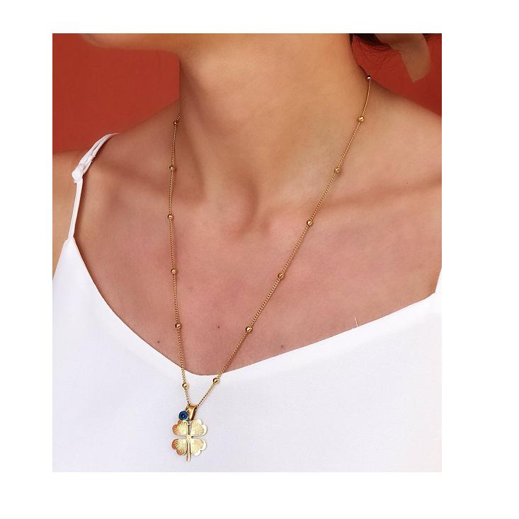 Золотое ожерелье с 4 листами клевера, позолоченное ожерелье, ювелирный аксессуар, подарок