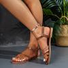 Shoes for Women 2024 Classics Ankle Strap Women's Sandals Summer Rome Beach Sandals Casual Peep Toe Flat Sandals Ladies Zapatos