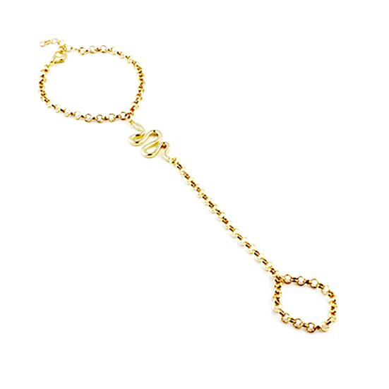 Рабский браслет Змеиный дизайн Регулируемый женский браслет с кольцом на палец