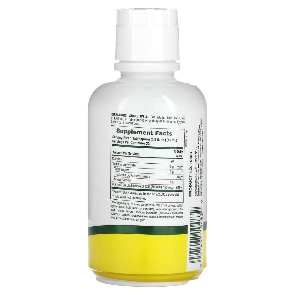 Liquid Sunshine, Vitamin D3 Supplement, Tropical Citrus Flavor, 5000 Iu, 16 Fl Oz (473.18 Ml)
