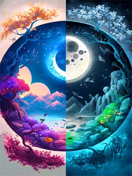 Коллекция алмазной живописи 2023 года «Пейзаж четырех сезонов» Квадратная/круглая вышивка Мозаика Лунный пейзаж Домашний декор