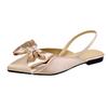 European Women's Shoes Summer New European Silk Bow Pointed Toe Simple Two-wear Square Heel Trendy Sandals