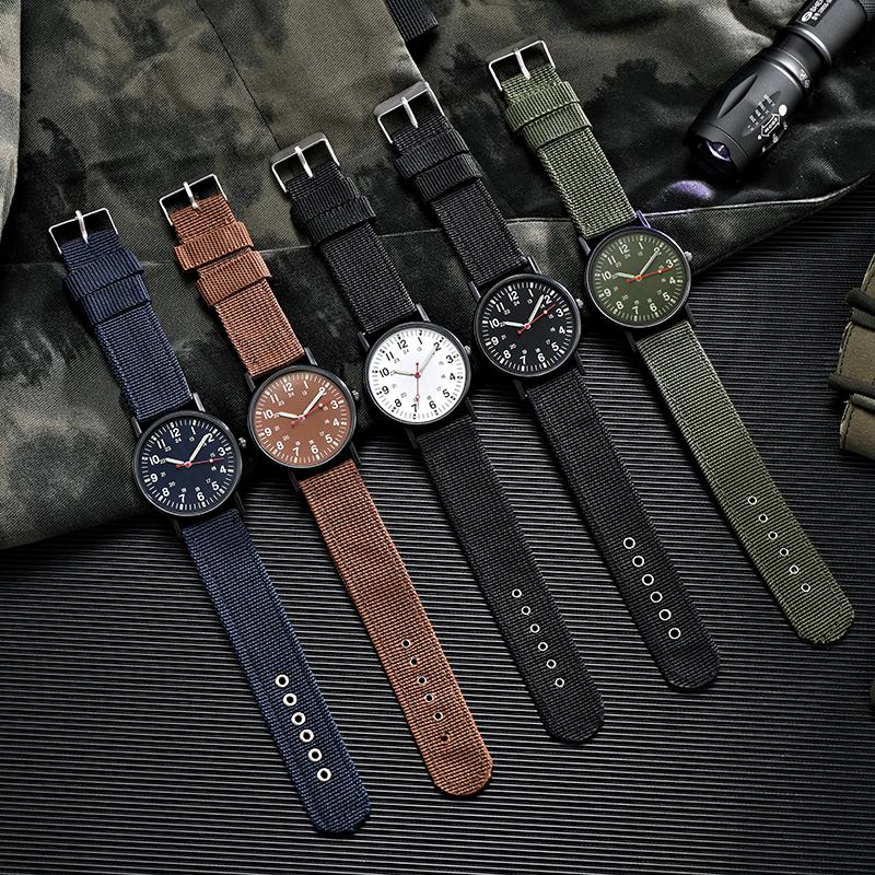 Luminous Wrist Watch Nylon Weave Band Men Watches Men Sports Quartz Watches Fashion Mens Gift