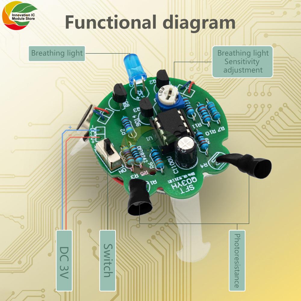 Photosensitive Mobile Robot Kit Firefly DIY Bulk Tail Breathing Light Fun Electronic Education Training LED Electronic Kit