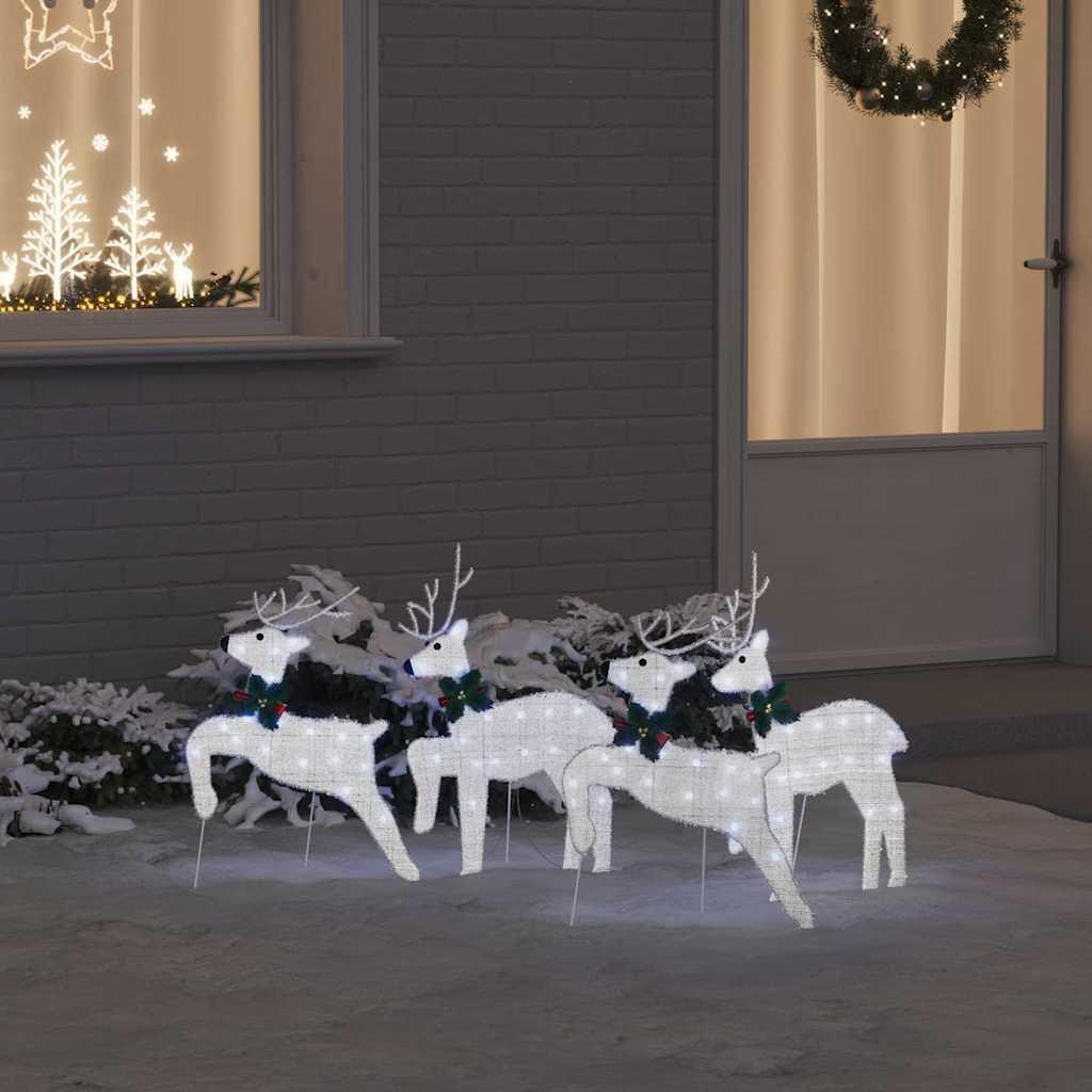 LED Reindeer Set 4 pcs Silver Fabric