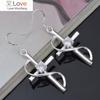 High Quality Charm 925 Sterling Silver Noble Crystal Cross Drop Earrings for Woman Fashion Wedding Party Jewelry Christmas Gifts