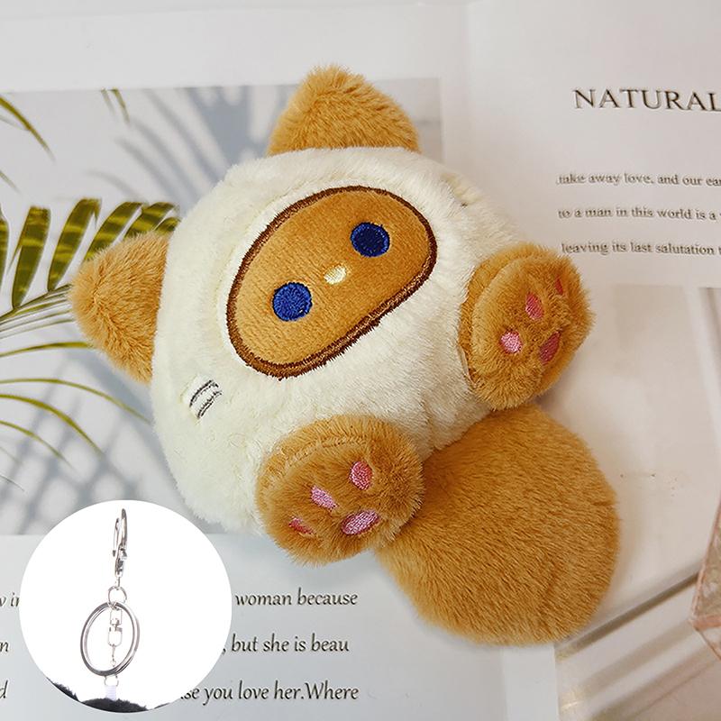 Креативная подвеска в виде книжной сумки, милый пищащий маленький кот, брелок для ключей в виде плюшевого кота, брелок в виде мультяшного кота с мягким хвостом, кукла-мультяшка