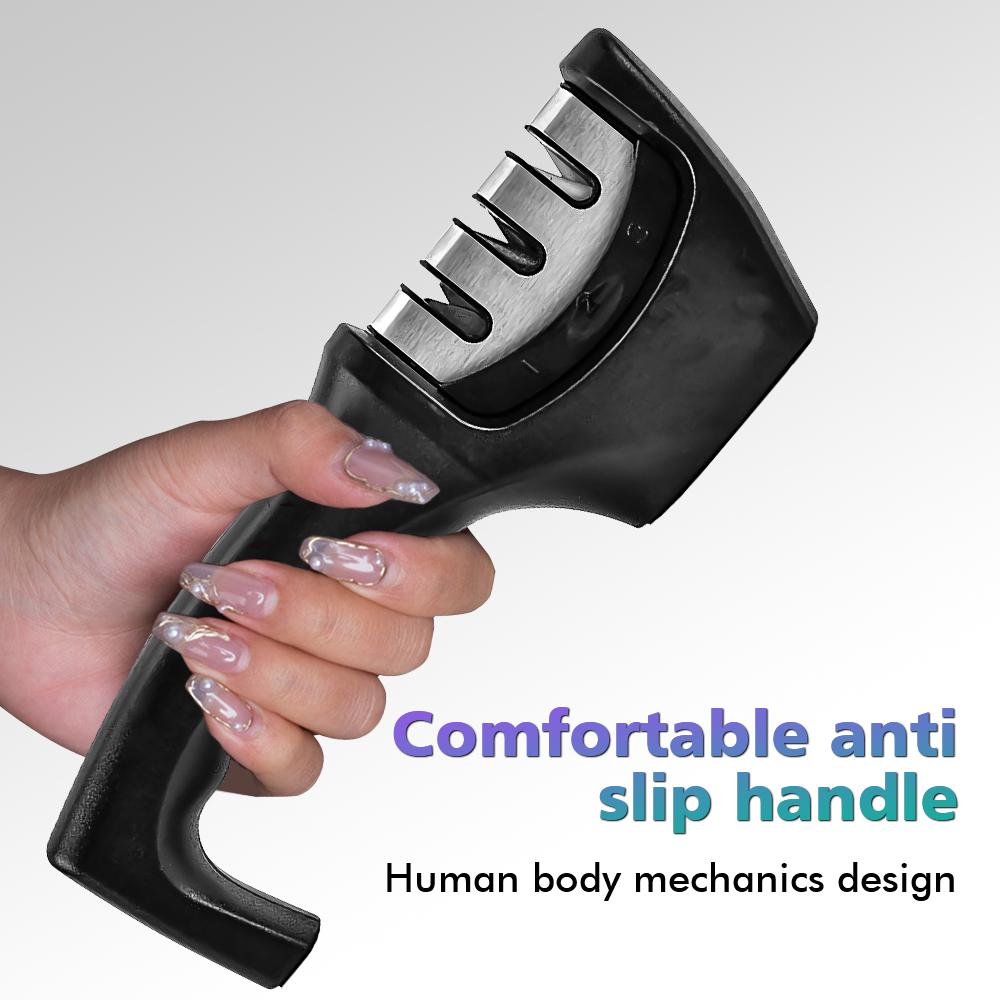 Multi-function Knife Sharpener Handheld 3 Stages Type Quick Sharpening Tool With Non-slip Base Kitchen Knives Accessories