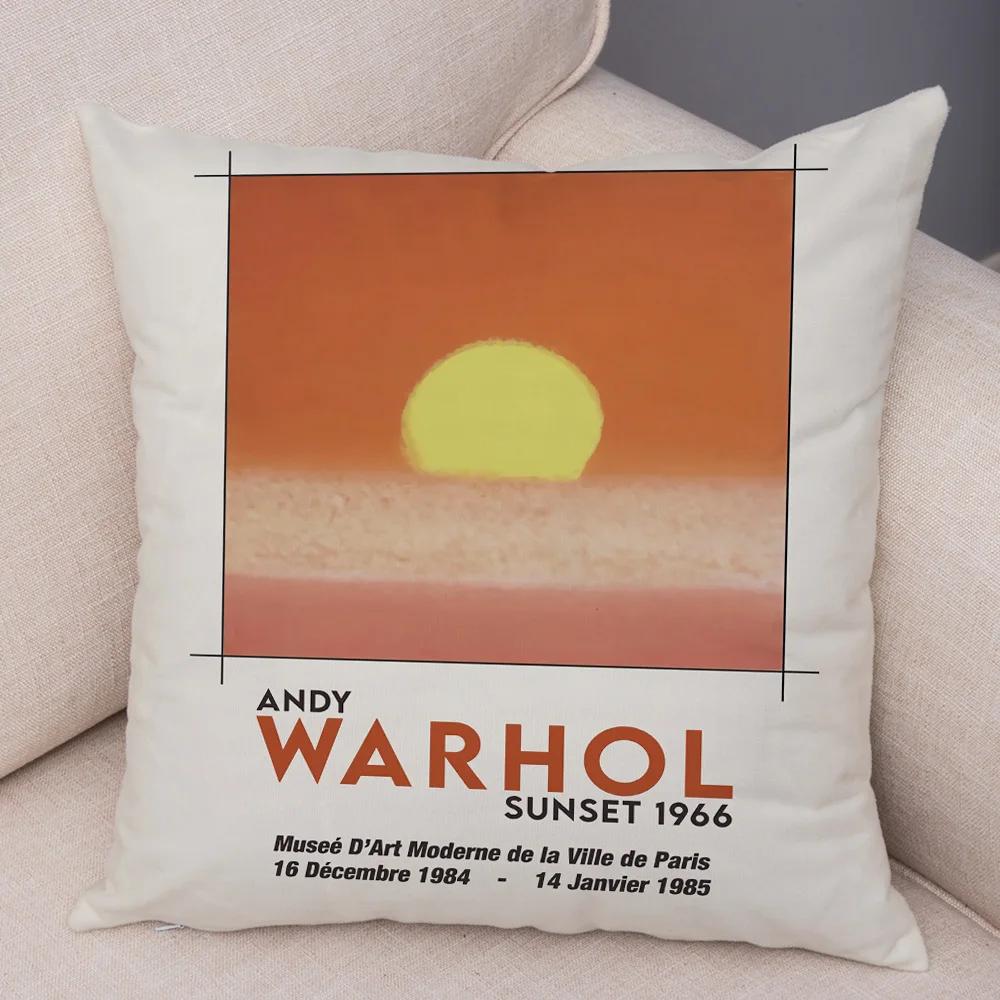Andy Warhol Sunset Cat Cattle Banana Pillowcase Decor Nordic Pillow Case for Sofa Home Plush Throw Vintage Cushion Cover