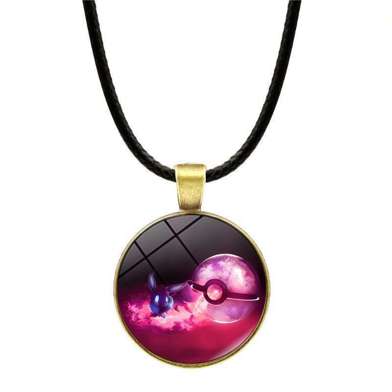 1Pc Pokemon Pikachu Pendant Leather Cord Necklace, Unisex Anime Sweater Chain