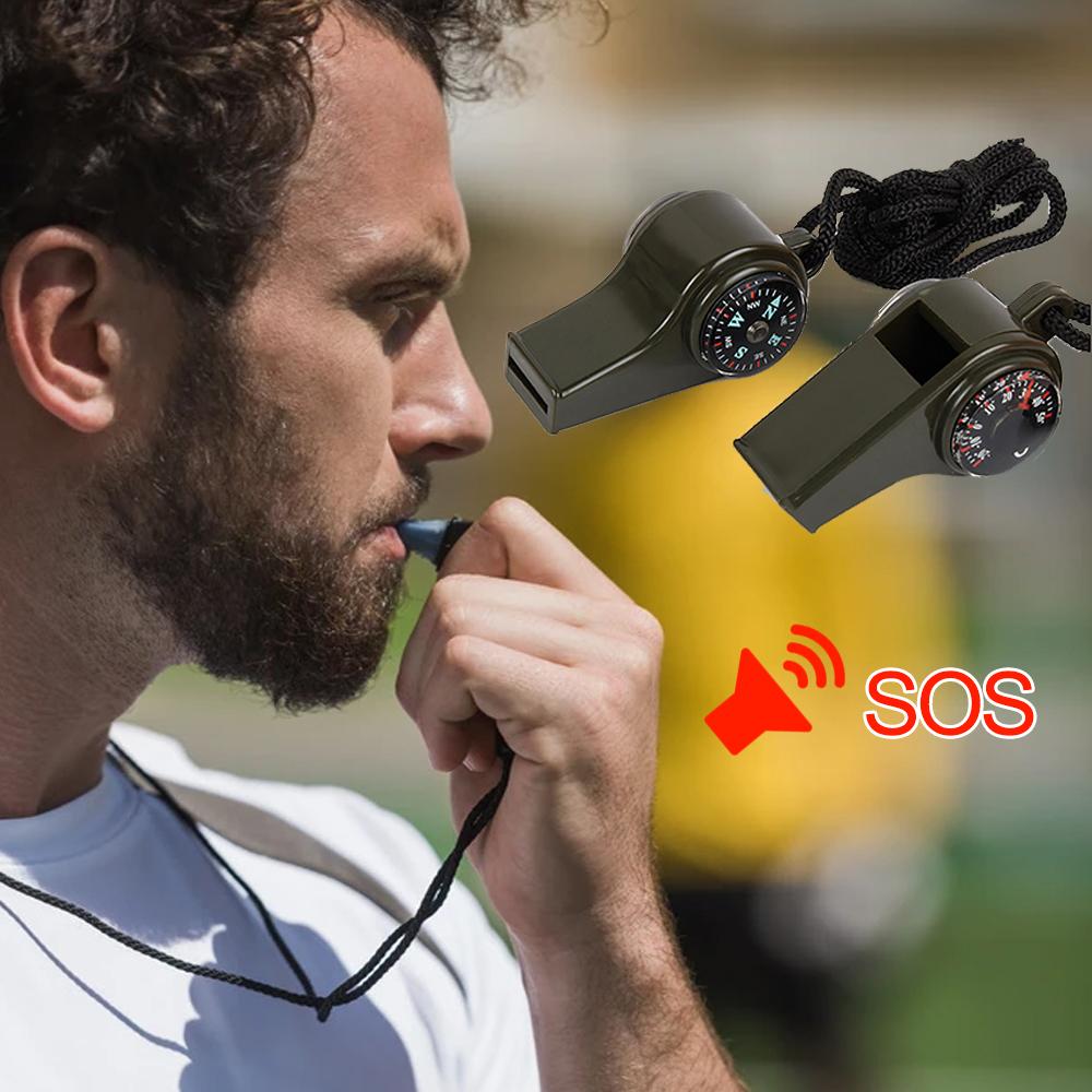 3 в 1 Аварийный свисток для выживания Компас Термометр Рефери Черлидинг