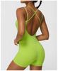 European & American Crisscross Back Yoga Fitness Bodysuit - Deep V, Open Back, High Hip Sports Jumpsuit for Women.