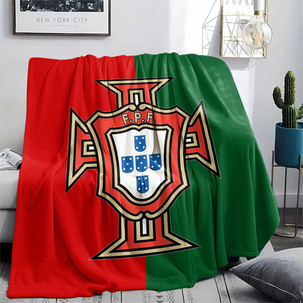 Portugal football Printed Flannel Blanket, soft throw for bedroom sofa, washable,soccer fan merchandise, great gift.