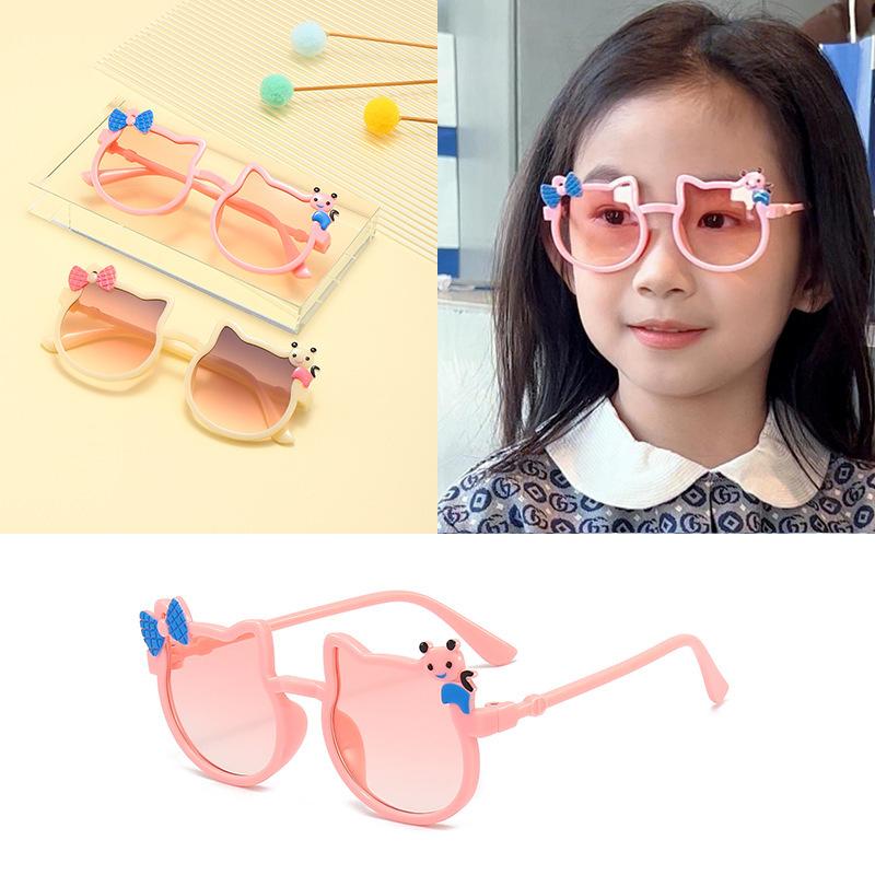 Детские солнцезащитные очки для девочек с защитой от ультрафиолета, милые, очень милые детские очки, солнцезащитные очки с мультяшным бантом